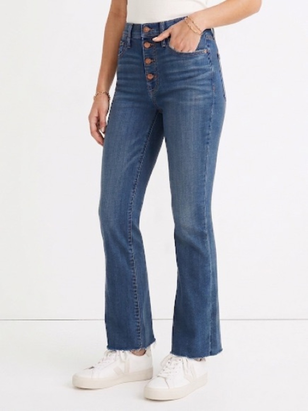 Madewell Cali Demi Boot Jeans High Rise Exposed Button Fly 24
